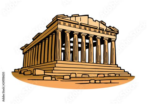 Greece Ancient Temple Acropolis of Athens clipart Stock Vector | Adobe ...