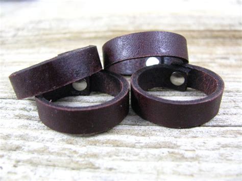 Unisex Brown Leather Ring - Brown Ring Band - Leather Jewelry - Leather Band - Leather Ring ...