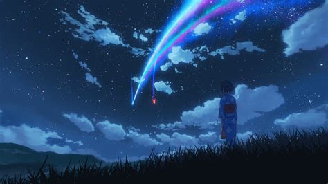 Your Name anime movie scene, Kimi no Na Wa, Makoto Shinkai , starry ...