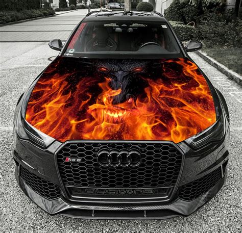 Hood Vinyl Wrap Decal Full Color Car Flames Graphics Devil | Etsy