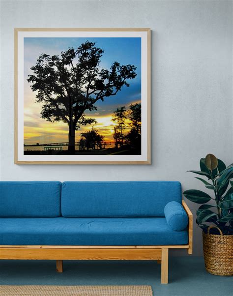 Tree Silhouette Photo Blue Orange Sunset Beach Sunset Art - Etsy