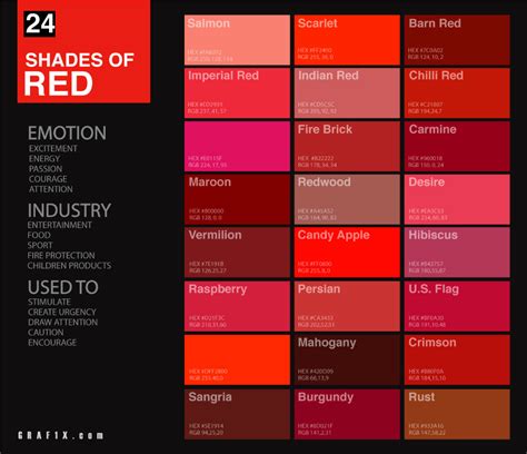 24 Shades of Red Color Palette – graf1x.com | Shades of red color, Red colour palette, Red color ...