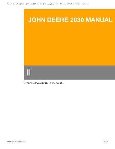 John deere 2030 manual by o544 - Issuu