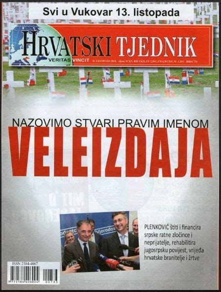 Treason, Milorad Pupovac, Andrej Plenković, Hrvatski Tjednik Magazine 11 October 2018 Cover ...