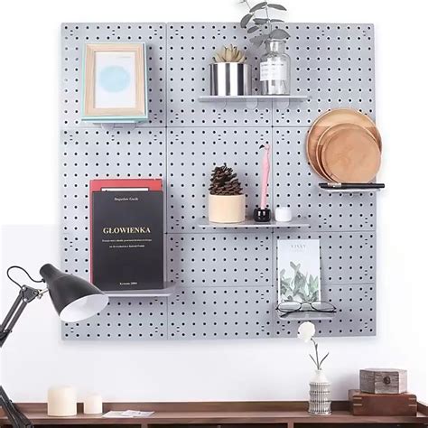 Perforated Board Wall Mount Storage Pegboard Organizer Display Wall Mounted Screw Free Pegboard ...