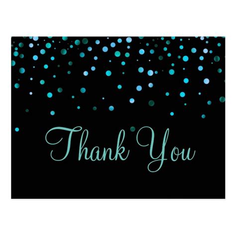 Trendy Inexpensiv Blue Glitter Black Thank You Postcard | Zazzle.com