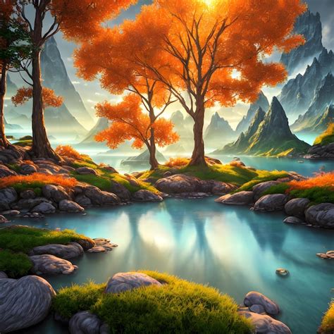 Premium AI Image | Fairy tale multicolored landscape painting