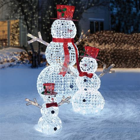 3pc LED Christmas Holiday Lighted Random Twinkling Snowman Family Yard Decor — WholeStuff