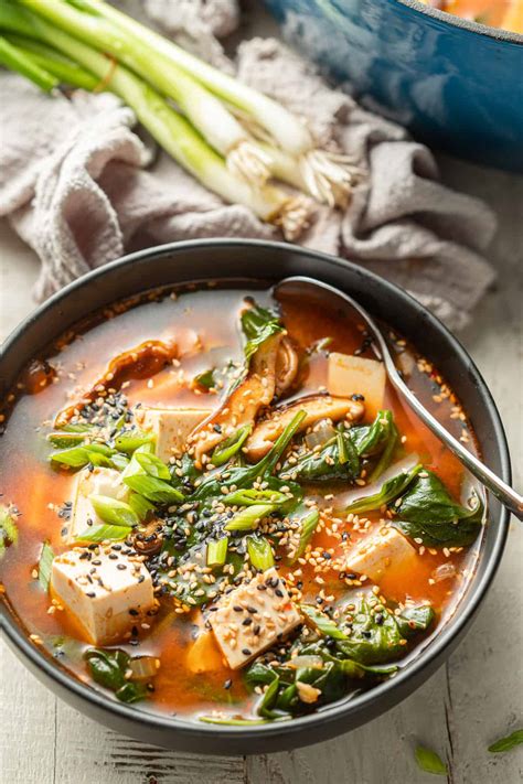 Spicy Korean Tofu Soup - Connoisseurus Veg