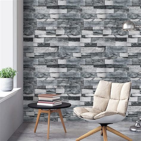 Buy Timeet Grey Brick Wallpaper Peel and Stick Wallpaper Stone ...