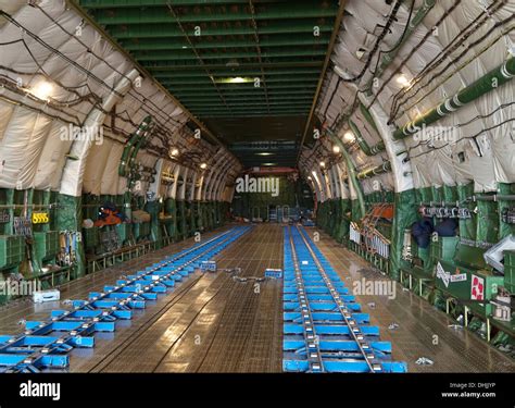 Inside view of the cargo area sof the Antonov An-225 Mriya airplane ...