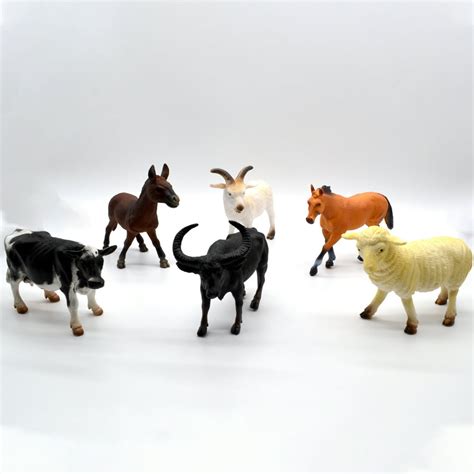 Farm Animals Plastic Animal Figurine Toys Play Set-6 inch Realistic PVC farm Animals for Small ...