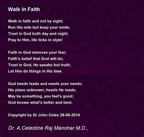 Walk In Faith - Walk In Faith Poem by Dr John Celes