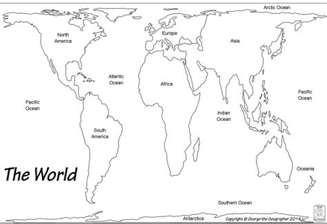 World Map Continents Outline Printable - Printable Maps