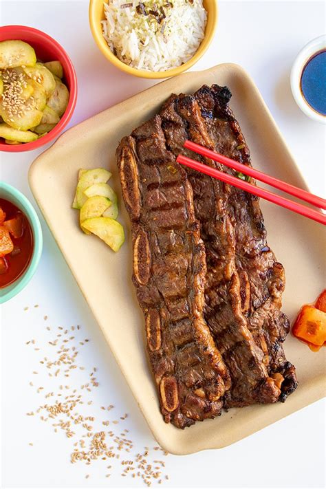 Korean Bbq Short Ribs Sides : Korean Grilled Beef Ribs Recipe Barbecuebible Com : I season them ...