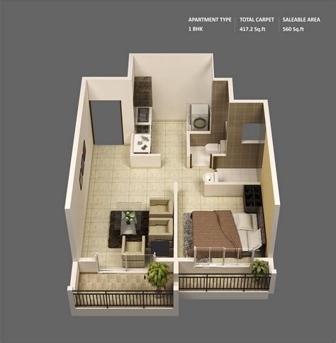 1 Bhk Flat Design Plans | Home Design