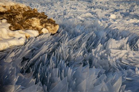 Frozen Lake Michigan shatters into stunning ice shards