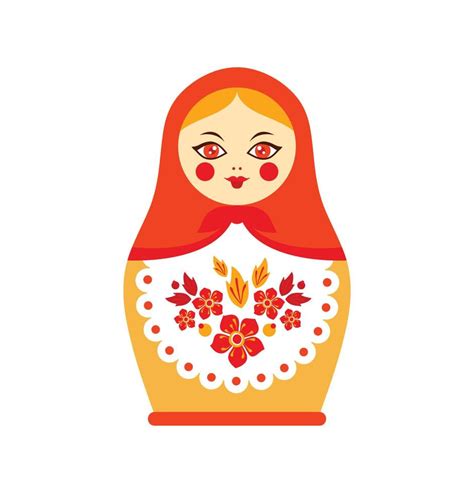 Babushka-matryoshka, traditional Russian wooden nesting doll decorated by painted flowers Folk ...