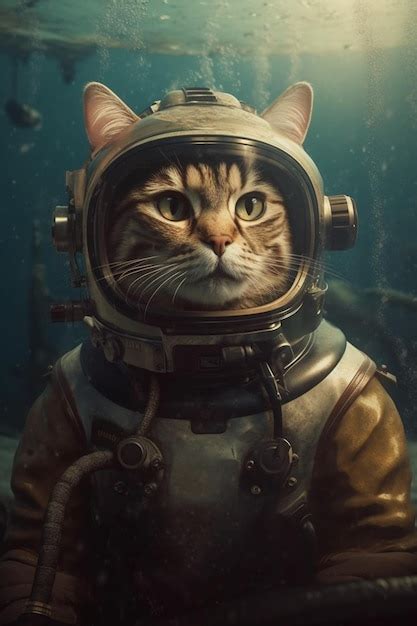 Premium AI Image | Cat in a space suit