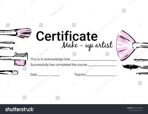 Makeup Artist Certificate Certificate Design School Stock Vector (Royalty Free) 1824536426