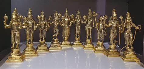 Buy Dhanvantri Brass Brass Dashavatara Dasavatharam of Lord Vishnu ...