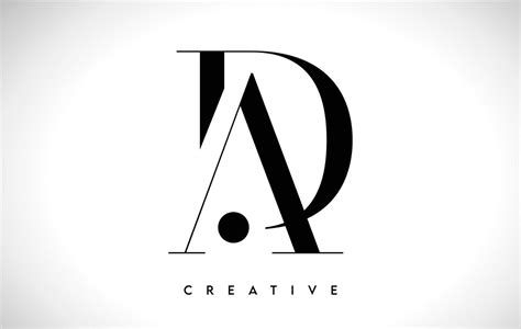 AD Artistic Letter Logo Design with Serif Font in Black and White Colors Vector Illustration ...