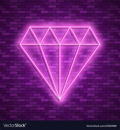 Diamond icon in neon style Royalty Free Vector Image