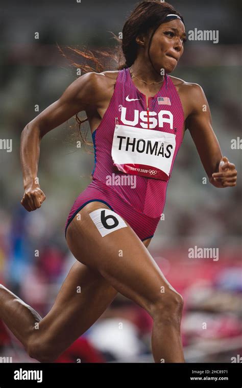 Gabrielle Thomas participating in the semi-final of the 200 meters of the Tokyo 2020 Olympic ...