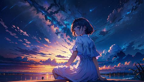 Anime Girl Enjoying Sunset Wallpaper, HD Anime 4K Wallpapers, Images and Background - Wallpapers Den