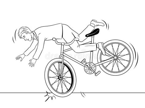 Man Falling of Bicycle Coloring Book Vector Stock Vector - Illustration ...