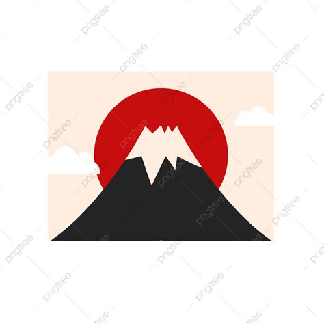 Mount Fuji PNG Picture, Mount Fuji Sunrise And Lotus Color Japan Stamp, Mount Fuji, Sunrise ...