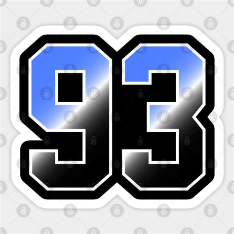 number 93. - Number 93 - Sticker | TeePublic