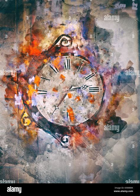 Time, art acrylic painting on paper and mixed media, abstract background Stock Photo - Alamy