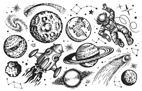 Planet And Stars Clipart Black&white