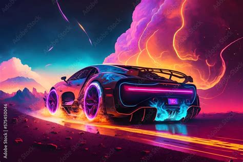 Bugatti race car | Synthwave style Ai Generated car wallpaper/background | Stock Illustration ...