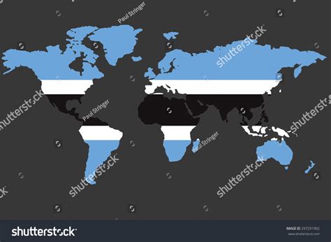 Illustrated Map World Flag Botswana Stock Vector (Royalty Free) 297291902