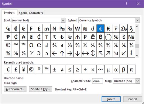 Word Keyboard Shortcuts For Symbols