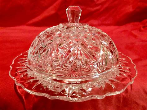 Vintage Cut Crystal Covered Butter Dish