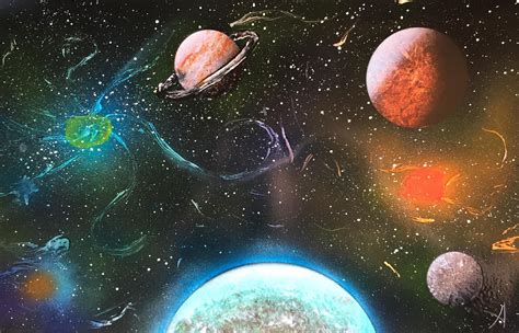 Spray Paint Art Space Solar System Planets and Galaxy's | Spray paint art, Space art, Solar ...