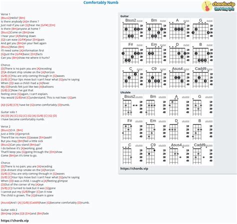 Hợp âm: Comfortably Numb - cảm âm, tab guitar, ukulele - lời bài hát ...