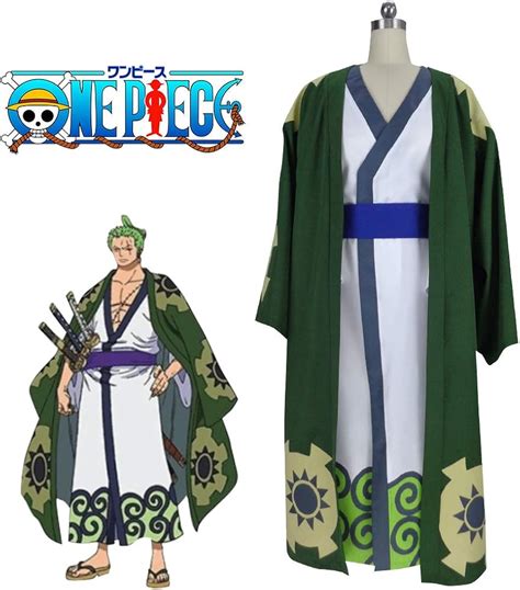 Anime One Piece Roronoa Zoro Cosplay Wano Country Kimono Costume