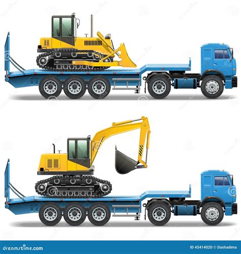 Vector Trailer With Tractor Stock Vector - Image: 45414020