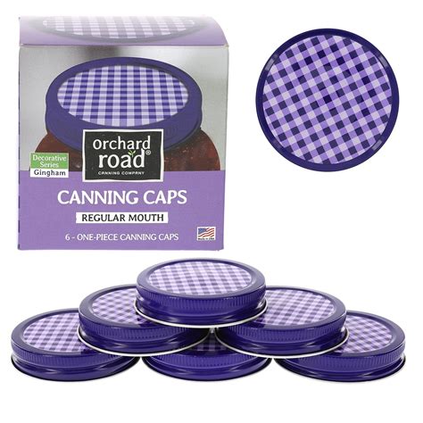 Mason Jar Lids - Decorative Canning Caps Fit Regular Mouth Mason Jars - Gingham