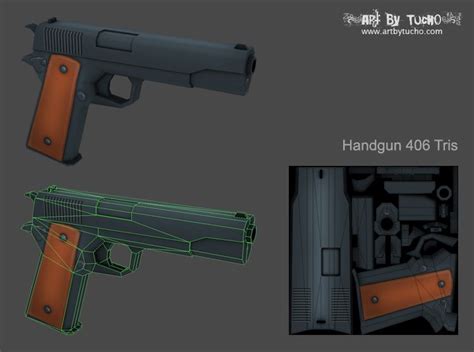 54 Cool Low Poly Gun 3d Model - Free Mockup