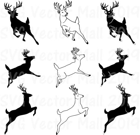 Deer Jumping, Stag Tattoo, Deer Cartoon, Deer Drawing, Deer Silhouette ...