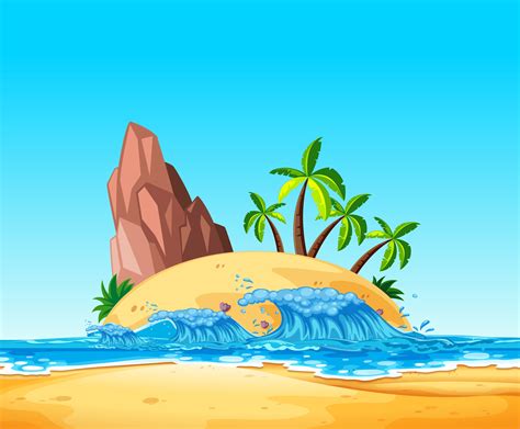 A Tropical Island and Wave 304429 Vector Art at Vecteezy