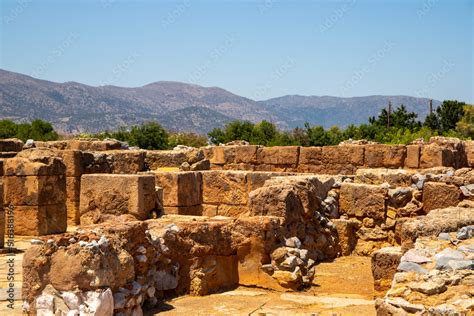 Ancient archaeological site in Crete with stone ruins Stock Photo | Adobe Stock