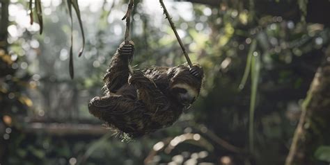 Premium Photo | Sloth hanging on a branch