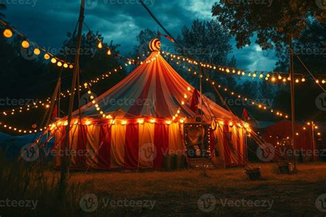 AI generated Circus tent with illuminations lights at night. 36116013 Stock Photo at Vecteezy