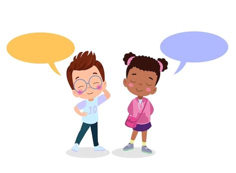 Premium Vector | Children talking with a speech bubble.